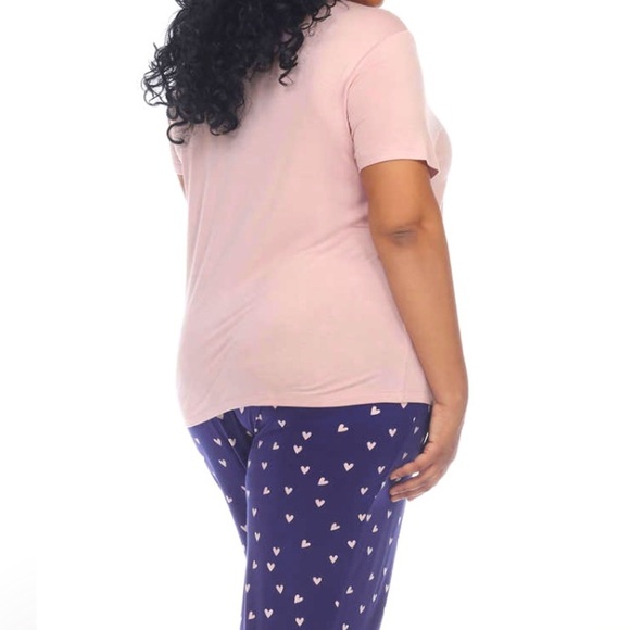 Women PJ Sets Honeydew 3pc Lounge Set Tank+Tee+Jogger Pink Hearts Print S,M,L,2X - Picture 7 of 7